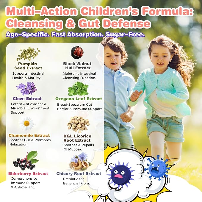 Kids’ Black Walnut Digestive Support Drops, 14-in-1 Herbal Formula, Mixed Berry, Ages 1+, 2 fl oz supplement